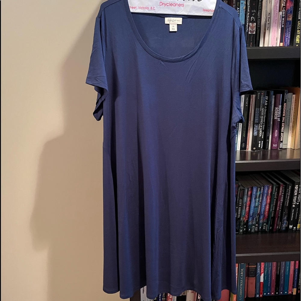 Navy blue jersey shirt dress